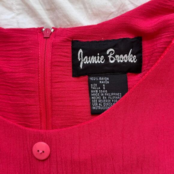 Vintage red layered mini dress button front size 6 rayon sundress picnic - Picture 5 of 8